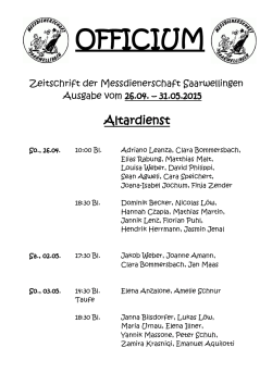 Messdienerplan 26.04. - 31.05.2015