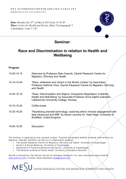 Seminar: Race and Discrimination in relation to Health and Wellbeing