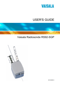 Vaisala Radiosonde RS92-SGP User`s Guide