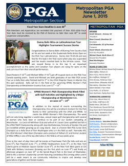 Metropolitan PGA Newsletter June 1, 2015