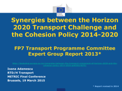 Synergies between the Horizon 2020 Transport Challenge