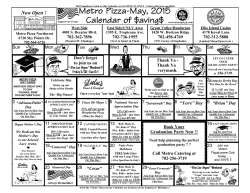 May Calendar - Metro Pizza