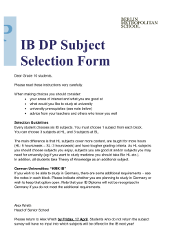IB Diploma Subject Selection Form