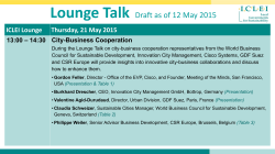 ICLEI Lounge Thursday, 21 May 2015 - City