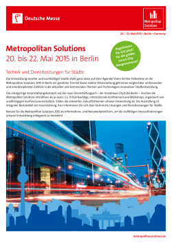 Metropolitan Solutions 20. bis 22. Mai 2015 in Berlin - City