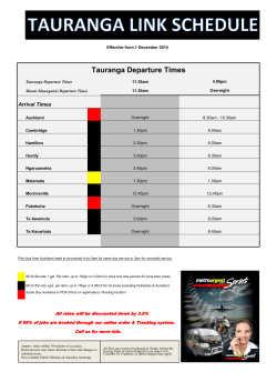 Tauranga Departure Times