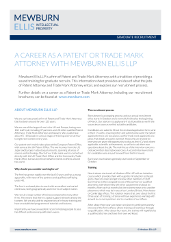 A CAREER AS A PATENT OR TRADE MARK ATTORNEY WITH