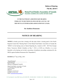 Notice of Hearing 201411 Re - Mutual Fund Dealers Association