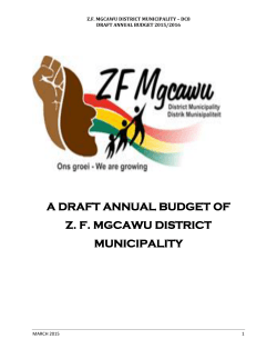 A DRAFT ANNUAL BUDGET OF Z. F. MGCAWU DISTRICT