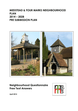 2028 PRE SUBMISSION PLAN Neighbourhood Questionnaire Free