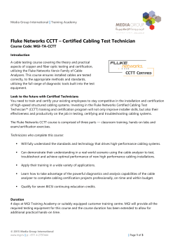 Fluke Networks CCTT â Certified Cabling Test Technician