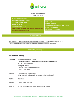 Agenda MHAIA Board Meeting May 2015 Dallas