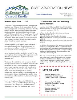 CIVIC ASSOCIATION NEWS - McKenney Hills