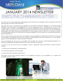 Meredian Newsletter Volume 1 Issue 1 January 2014 F