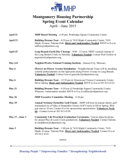 Montgomery Housing Partnership Spring Event Calendar