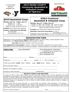 2015 Basketball Camp Registration Form and Information
