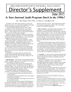Director`s Supplement - Missouri Independent Bankers Association