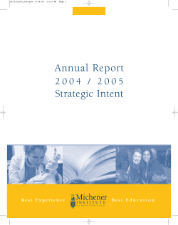 Annual Report Strategic Intent - The Michener Institute for Applied