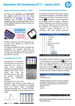Newsletter HP Calculatrices NÂ°11 â Janvier 2015