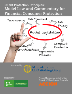 Model Law and Commentary for Financial Consumer Protection
