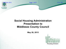 Social Housing Administration Presentation to Middlesex County