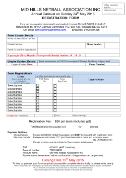 Team Registration Form Click here for Player List Template