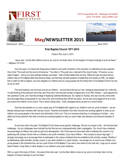May/NEWSLETTER 2015 - First Baptist Church of Muskegon