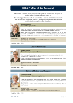 Profiles of Key Personnel - March 2015