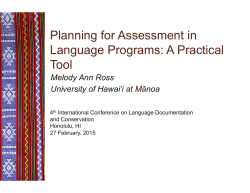 Planning for Assessment in Language Programs: A