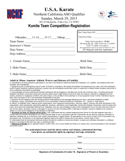 Team Kumite Competition Reg Form