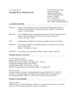 See Joe`s CV here - Milanovich Lab @ LUC - Home