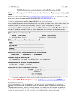 Dear MHRC Member, May, 2015 MHRC Membership Dues Invoice