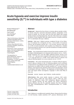Acute hypoxia and exercise improve insulin sensitivity
