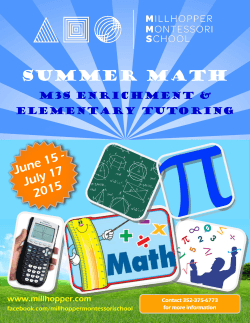 Summer Math - Millhopper Montessori School