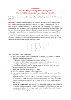 Homework 3 CSE 246 Analysis of Algorithms, Spring 2015 Due