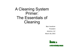A Cleaning System Primer: The Essentials of Cleaning