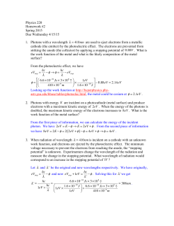 Physics 220 Homework #2 Spring 2015 Due Wednesday 4/15/15 1