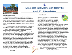 Miniapple Int`l Montessori-Roseville April 2015 Newsletter