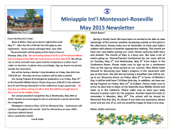 Miniapple Int`l Montessori-Roseville May 2015 Newsletter