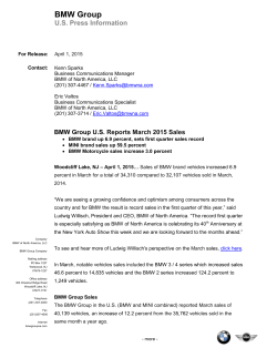 BMW Group U.S. Reports March 2015 Sales (PDF, EN , 228.66 KB)