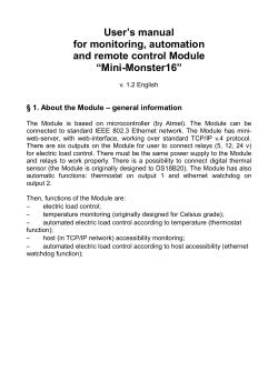 User`s manual for monitoring, automation and remote control Module