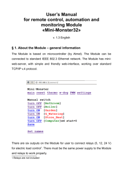 User`s Manual for remote control, automation and monitoring Module