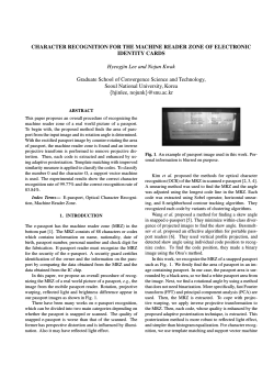 CHARACTER RECOGNITION FOR THE MACHINE READER