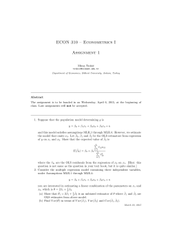 ECON 310 â Econometrics I Assignment 1