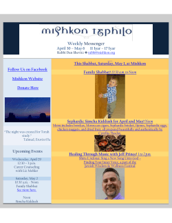 Mishkon Messenger Apr 30 â May 6