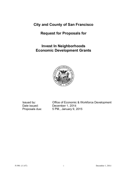 City and County of San Francisco Request for Proposals for Invest In
