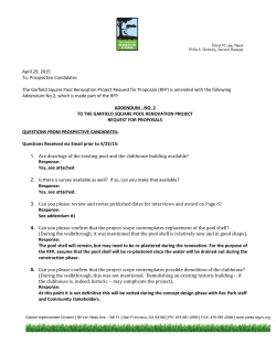 April 29, 2015 To: Prospective Candidates The Garfield Square Pool