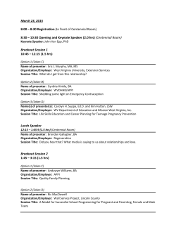 March 23, 2015 8:00 &acirc; 8:30 Registration (In front of Centennial