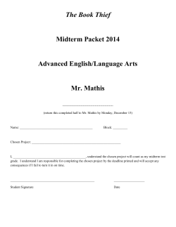 The Book Thief Midterm Packet 2014 Advanced English/Language
