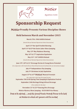 Call for Sponsors - Mistico Equestrian Centre